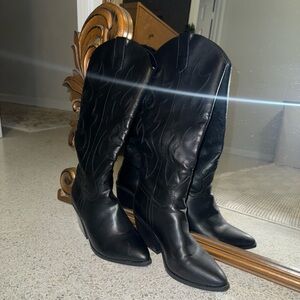 Madden girl Black Leather Women's Cowboy Boots
